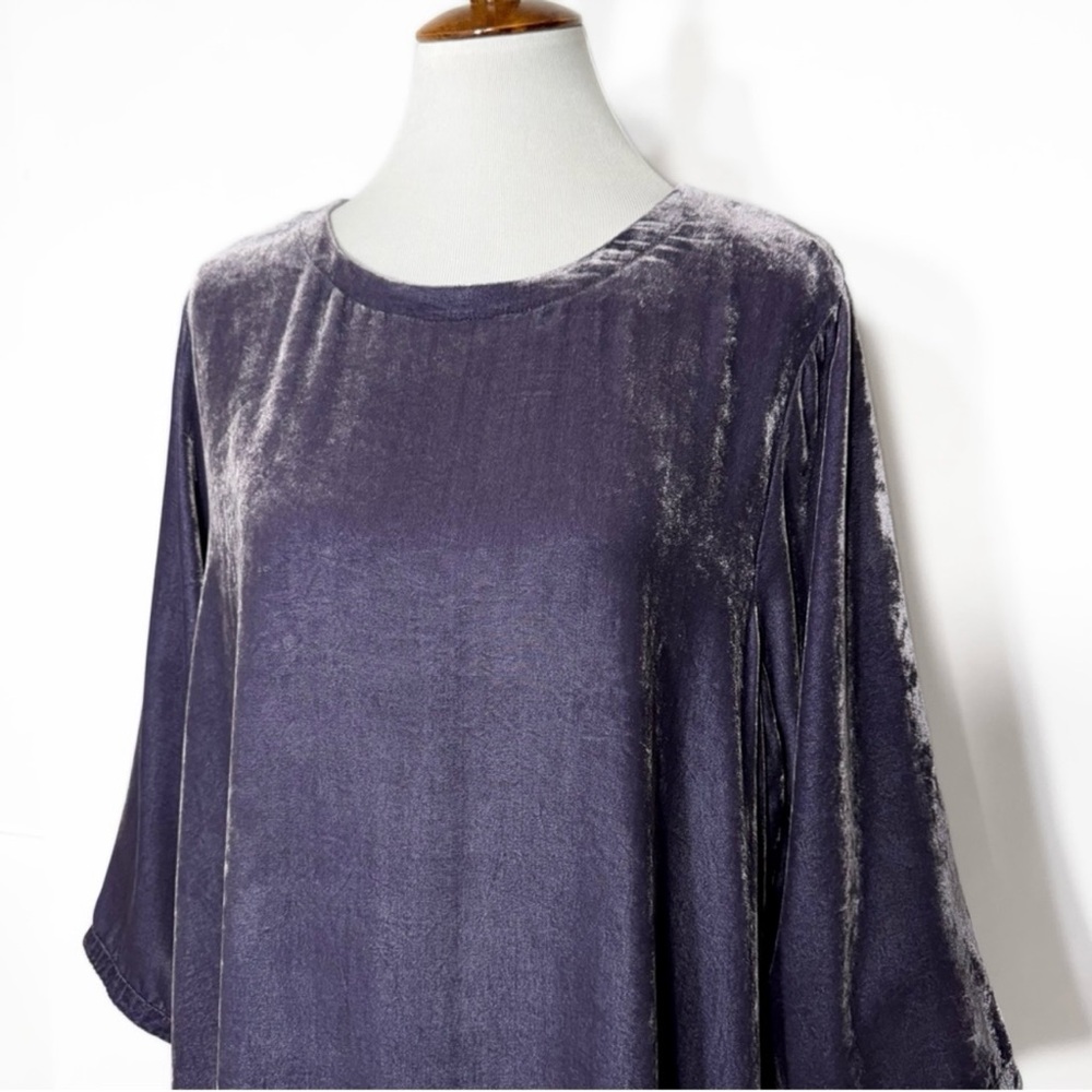 Eileen Fisher Charcoal Velvet A-Line Tunic - Picture 3 of 15